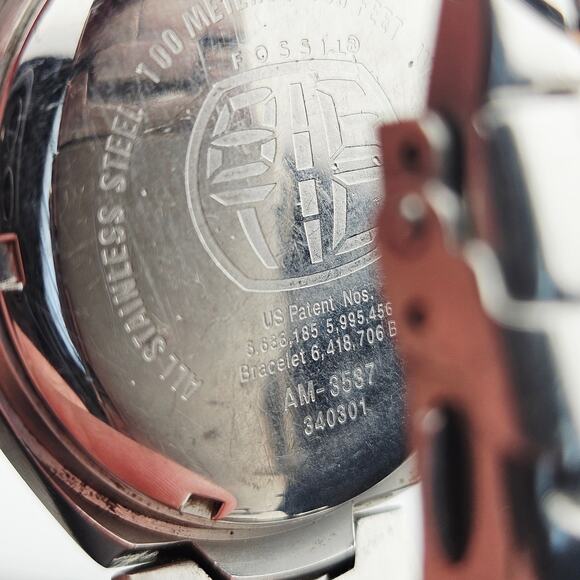 Fossil Big Tic Men's Silver Tone Blue Facce Watch - Picture 6 of 7